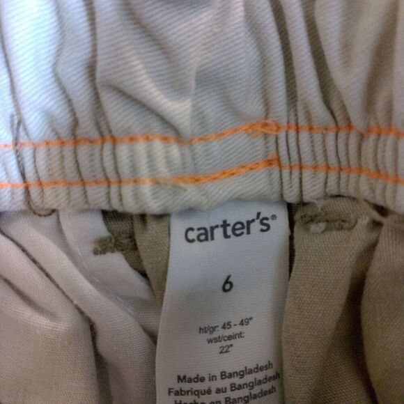 Carter's Boys Size 6 Cargo Shorts Tan Drawstring Elastic Waist Pockets Long - Picture 3 of 3